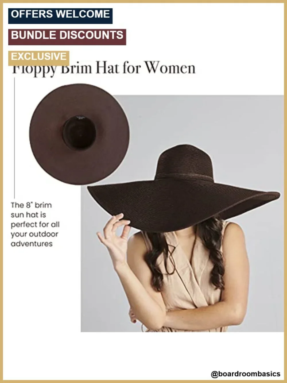 Adjustable UPF 50 Sun Hat Wide Brim Floppy Ultrabraid Hat